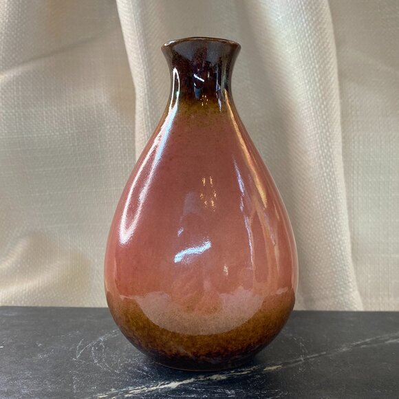 EUC Vintage Art Pottery Bud Vase Gradient Ombre Glaze from Brown to Mauvy Pink - Picture 4 of 6